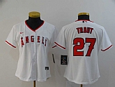 Women Angels 27 Mike Trout White 2020 Nike Cool Base Jersey,baseball caps,new era cap wholesale,wholesale hats